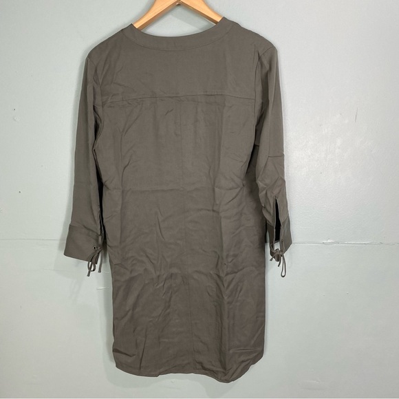 Theory Jullitah Dress Green Long Sleeve Mini Lace Up Tencel Sz‎ 6 - Picture 4 of 5